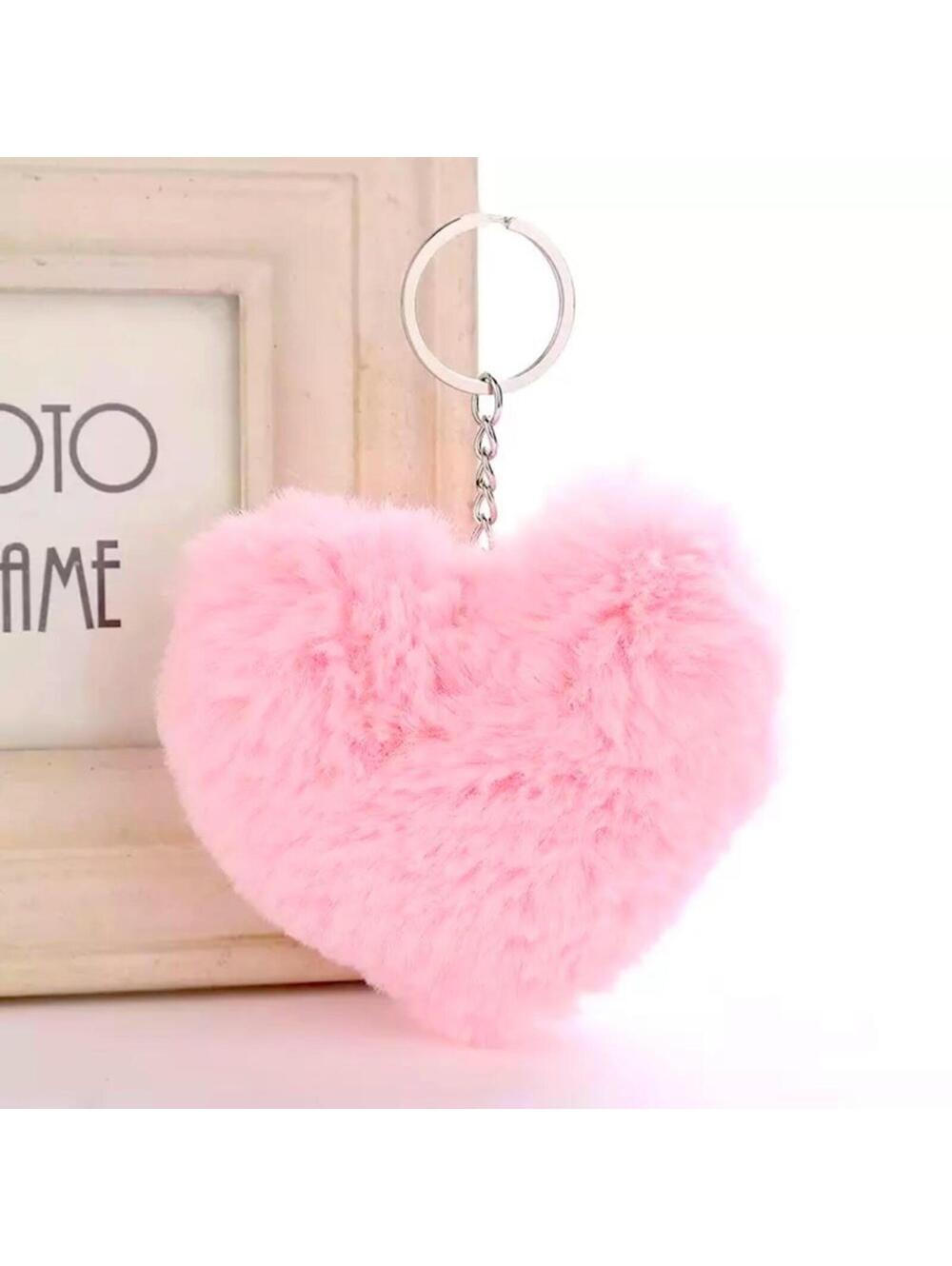 Pink Heart Puff Keychain - Picture 2 of 2